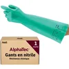 Image de Ansell AlphaTec 37-185 Gants Protection Chimique en Nitrile, Gant Impérméable Très Résistant Liquides et Solvants, EPI Homme Femme, Réutilisable, Vert, Taille 2XL (1 Paire)