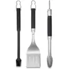 Image de Weber Kit d'ustensiles Premium, 3 pièces en Acier Inoxydable, Comprenant Une Pince de Barbecue, Une spatule et Un Pinceau, avec poignées Pratiques, Lavable au Lave-Vaisselle - Argent (6764)