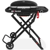 Image de Weber Traveler Compact barbecue à gaz/design pliable et portable avec roues, verrouillage automatique du couvercle et thermomètre intégré, 1 brûleur, surface de cuisson 52 x 36 cm, noir