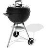 Image de Weber Original Kettle barbecue à charbon 47 cm, support et roues/BBQ classique, finition en acier émaillé résistant à la rouille, thermomètre, nettoyage One-Touch, surface de cuisson 1548 cm², noir