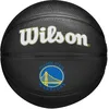 Image de WILSON NBA Team Tribute, Mini Ballon de Basket, Canaux de Précision et Adhérence Dynamique, Stabilité à l'Air Améliorée, Approuvée NBA, Équipe: Golden State Warriors, Couleur: Noir, Taille: 3