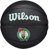 Image de WILSON NBA Team Tribute, Mini Ballon de Basket, Canaux de Précision et Adhérence Dynamique, Stabilité à l'Air Améliorée, Approuvée NBA, Équipe: Boston Celtics, Couleur: Noir, Taille: 3
