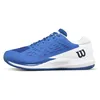 Image de WILSON Rush Pro Ace Chaussures de Tennis Homme, Ajustement Sûr et Soutien Dynamique, Stabilité Améliorée et Traction Supérieure, Couleur: Deja Vu Blue/Blanc/Noir, Taille : 13.5