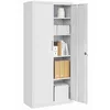 Image de SONGMICS Meuble de Rangement Bureau, en Acier, Placard, 5 Niveaux, 40 x 80 x 180 cm, Doubles Portes, Serrure, Armoire à Outils, Étagères Réglables, pour Garage, Bureau, Gris Mat OMC015G01