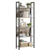 Image de VASAGLE Bibliothèque sur 5 Niveaux, Étagère de Rangement pour Cuisine, pour Bureau, Salon, Chambre, 24 x 62 x 165 cm, Style Industriel, Grège Chiné et Noir d'encre LLS025B02V1