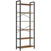 Image de VASAGLE Étagère 6 Niveaux, Bibliothèque, Meuble de Rangement, pour Bureau, Salon, Chambre, 30 x 66 x 186 cm, Style Industriel, Marron Rustique et Noir d'Encre LLS062B01