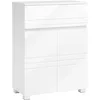 Image de VASAGLE Meuble de Salle de Bain sur Pied, Meuble de Rangement avec tiroir, Armoire à Double Porte, étagère réglable, pour entrée, Couloir, 60 x 30 x 80 cm, Blanc BBK140W01