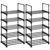 Image de SONGMICS Étagères à Chaussures à 5 Niveaux, Lot de 2, Porte-Chaussures en métal, empilable, Peu encombrant, Rangement de Chaussures, Multifonctionnel, pour entrée, Chambre, Salon, Noir LSA055B02
