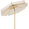 Image de SONGMICS Parasol 2,7 m, Ombrelle octogonal, protection solaire, anti-UV, mât et baleines en bois, inclinable, sans socle, pour terrasse, balcon, jardin, Beige GPU270M01