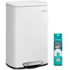 Image de SONGMICS Poubelle Cuisine 50 L, Poubelle Bureau, Fermeture en Douceur, avec Pédale, en Acier, Seau Intérieur, Blanc LTB101W01