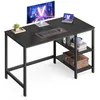 Image de VASAGLE Bureau avec Rangement, Table d’Ordinateur, avec 2 Étagères Réversibles, Poste de Travail, pour Télétravail, Salon, Cadre en Acier, Style Industriel, Noir Boisé LWD047B16
