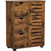 Image de VASAGLE Meuble de Salle de Bain, Buffet, Armoire, Placard de Rangement avec 3 tiroirs, 2 étagères intérieures réglables en Hauteur, pour Salon, Cuisine, Couloir, Marron Rustique BBK143X01