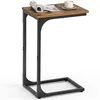 Image de VASAGLE Table d'Appoint, Bout de Canapé, Table de Chevet en C, Plateau de Télévision, pour Salon, Chambre, Style Industriel, Marron Rustique et Noir LET350B01