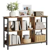 Image de VASAGLE Meuble de Rangement 2 Niveaux, ÉtagÈre Rangement, BibliothÈque Style Industriel, 6 Cubes, pour Salon, Bureau, EntrÉe, Cuisine, 33 x 120 x 80 cm, Marron Rustique et Noir LLS104B01
