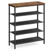 Image de VASAGLE Étagère à Chaussures, Porte-Chaussures, 5 Niveaux, Fin, Cadre en Métal, 4 Étagères en Tissu Polyester, pour Entrée, Couloir, Style Industriel, Marron Rustique et Noir LBS036B01