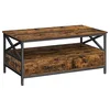 Image de VASAGLE Table Basse, Table de Salon, Buffet Bas, avec 2 Tiroirs et Un Compartiment Ouvert, Cadre en Acier en Forme de X, 100 x 55 x 45 cm, Style Industriel, Marron Rustique et Noir LCT201B01