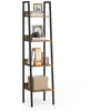Image de VASAGLE ÉtagÈre Échelle, BibliothÈque À 4 Niveaux, Meuble de Rangement sur Pied, Bureau, Salon, Chambre, Cuisine, Style Industriel, Marron Rustique et Noir LLS108B01
