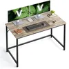 Image de VASAGLE Bureau d'Ordinateur, Table, 60 x 120 x 76 cm, pour Bureau, Chambre, Salon, Cadre en Métal, Grège Chiné et Noir d'encre LWD039B02