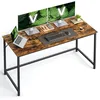Image de VASAGLE Bureau d'Ordinateur, Table, 60 x 135 x 76 cm, pour Bureau, Chambre, Salon, Cadre en Métal, Marron Rustique et Noir d'encre LWD043B01