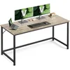 Image de VASAGLE Bureau d'Ordinateur, Table, 60 x 135 x 76 cm, pour Bureau, Chambre, Salon, Cadre en Métal, Grège Chiné et Noir d'encre LWD043B02