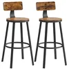Image de VASAGLE Tabouret Bar Industriel, Lot de 2, Chaises Bar Cuisine, avec Dossier, Cadre en Acier, Siège 73,5 cm de Haut, Montage Facile, Style Industriel, Marron Rustique et Noir d'encre LBC026B01V1