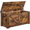 Image de VASAGLE Coffre de Rangement, Banc Chaussures, Meuble Entrée, avec 2 Charnières de Sécurité, Imitation Grange, 40 x 100 x 46 cm, pour Couloir, Chambre, Salon, Marron Rustique LSB060T01
