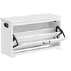 Image de VASAGLE Meuble à Chaussures pour entrée avec Porte Pliante, séparateur intérieur réglable, avec poignées latérales découpées, 80 x 30 x 46 cm, Blanc LHS120T10