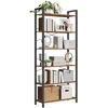 Image de VASAGLE Étagère 6 Niveaux, Bibliothèque, Meuble de Rangement, pour Bureau, Salon, Chambre, 30 x 80 x 186 cm, Style Industriel, Marron Rustique et Noir d'Encre LLS082B01