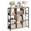 Image de VASAGLE Meuble de Rangement 3 Niveaux, ÉtagÈre Rangement, BibliothÈque Style Industriel, 9 Cubes, pour Salon, Bureau, EntrÉe, Cuisine, 30 x 100 x 103,1 cm, Marron Rustique et Noir LLS112B01
