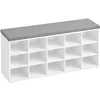 Image de VASAGLE CUSTOS Collection - Banc à Chaussures, Organiseur de Chaussures avec 15 Compartiments, Siège Rembourré, pour Entrée, Couloir, Placard, Blanc Nuage et Gris Tourterelle LHS015WB02