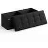 Image de SONGMICS Banc de Rangement, Pouf Pliable, 38 x 110 x 38 cm, Bout de Lit, Repose-Pieds, Coffre de Rangement, Charge jusqu'à 300 kg, pour Salon, Chambre, Entrée, Noir d'encre LSF077B01