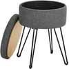 Image de SONGMICS Tabouret rond avec espace de rangement et couvercle 9,4 L, repose-pieds en métal, siège rembourré pour salon, chambre à coucher, gris foncé LOM002G01