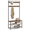 Image de VASAGLE Porte-manteau avec Étagère à Chaussures, Meuble d’Entrée avec Banc, 3-en-1, Cadre en Acier, pour Entrée, Couloir, 32 x 85 x 175 cm, Style Industriel, Marron Rustique et Noir HSR401B01