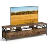 Image de VASAGLE Meuble TV pour Télévision jusqu'à 80 Pouces, Support Télé, 3 Tiroirs en Tissu, 3 Étagères, 178 x 40 x 50 cm, Salon, Chambre, Cadre en Acier, Marron Rustique et Noir LTV302B01
