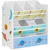 Image de SONGMICS Étagère pour Chambre d'enfant, étagère à Jouets avec 7 boîtes de Rangement en Tissu Non tissé, bibliothèque pour Enfants, étagère pour Jouets, Organisateur de Jouets, 29,5 x 62,5 x 60 cm,