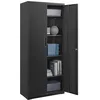 Image de SONGMICS Meuble de Rangement Bureau, en Acier, Placard, 5 Niveaux, 40 x 80 x 180 cm, Doubles Portes, Serrure, Armoire à Outils, Étagères Réglables, pour Garage, Bureau, Noir Mat OMC015B01