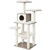 Image de Feandrea Arbre à Chat, Tour de Jeux de 138 cm, Niche, Meuble pour Chat, Multiniveau, avec Griffoirs, Hamac, Plate-Forme, Tissu Peluche Doux, Housse Lavable, Grège Chiné PCT164G01