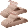 Image de SONGMICS Cintre en Velours, Lot de 50, Antiglisse, Barre à Cravate, Crochet Pivotant 360°, Épaisseur 0,6 cm, Longueur 43,5 cm, pour Manteau, Robe, Pantalon, Marron Clair et Rose Gold CRF021LB50