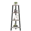 Image de VASAGLE Étagère d'angle, Bibliothèque 4 Niveaux, Étagère Échelle, Meuble de Rangement, Porte-Plante pour Salon, Style Industriel, avec Cadre en Acier, Grège et Noir LLS034M01