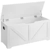 Image de VASAGLE Coffre de Rangement, Banc Chaussures, Meuble Entrée, avec 2 Charnières de Sécurité, Imitation Grange, 40 x 100 x 46 cm, pour Couloir, Chambre, Salon, Blanc Nuage LSB060T14