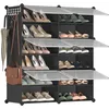 Image de SONGMICS Étagère à Chaussures 6 Compartiments, Étagère de Rangement Modulable, Compartiment de 30 x 40 x 30 cm, avec Porte, Cadre en Acier, Panneaux en Plastique, Noir LPC033B01