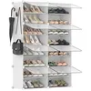 Image de SONGMICS Étagère à Chaussures 8 Compartiments, Étagère de Rangement Modulable, Compartiment de 30 x 40 x 30 cm, avec Porte, Cadre en Acier, Panneaux en Plastique, Blanc LPC034W01