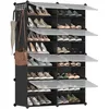 Image de SONGMICS Étagère à Chaussures 8 Compartiments, Étagère de Rangement Modulable, Compartiment de 30 x 40 x 30 cm, avec Porte, Cadre en Acier, Panneaux en Plastique, Noir LPC034B01
