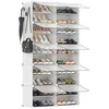 Image de SONGMICS Étagère à Chaussures 10 Compartiments, Étagère de Rangement Modulable, Compartiment de 30 x 40 x 30 cm, Porte, Cadre en Acier, Plastique, pour Couloir, Chambre, Entrée, Blanc LPC035W01