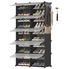 Image de SONGMICS Étagère à Chaussures 10 Compartiments, Étagère de Rangement Modulable, Compartiment de 30 x 40 x 30 cm, Porte, Cadre en Acier, Plastique, pour Couloir, Chambre, Entrée, Noir LPC035B01