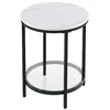 Image de VASAGLE Table d’Appoint, à 2 Niveaux, Table de Nuit, en Panneau d’Aggloméré et Verre, pour Salon, Chambre, Bureau, Petit Espace, Blanc Marbré et Noir d'encre LET285B13