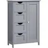Image de VASAGLE Meuble Salle de Bain Rangement, Armoire Gain de Place, Commode, avec 4 Tiroirs, Placard avec Porte, Étagère Réglable, 30 x 55 x 82 cm, Gris Tourterelle LHC041P36