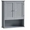 Image de VASAGLE Meuble Mural, Meuble de Rangement Suspendu pour Salle de Bains, Armoire à Pharmacie avec Étagère Réglable, Double Porte et Étagère Ouverte, 20 x 60 x 70 cm, Gris Mystique BBC027P36