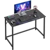 Image de VASAGLE Bureau d'Ordinateur, Table, 50 x 100 x 76 cm, pour Bureau, Chambre, Salon, Cadre en Métal, Noir Boisé et Noir d'encre LWD041B56