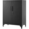 Image de SONGMICS Caisson de Bureau, Placard Polyvalent, Armoire de Bureau à 2 Portes, Verrouillable, en Acier, pour Salon, Noir Mat OMC013B01